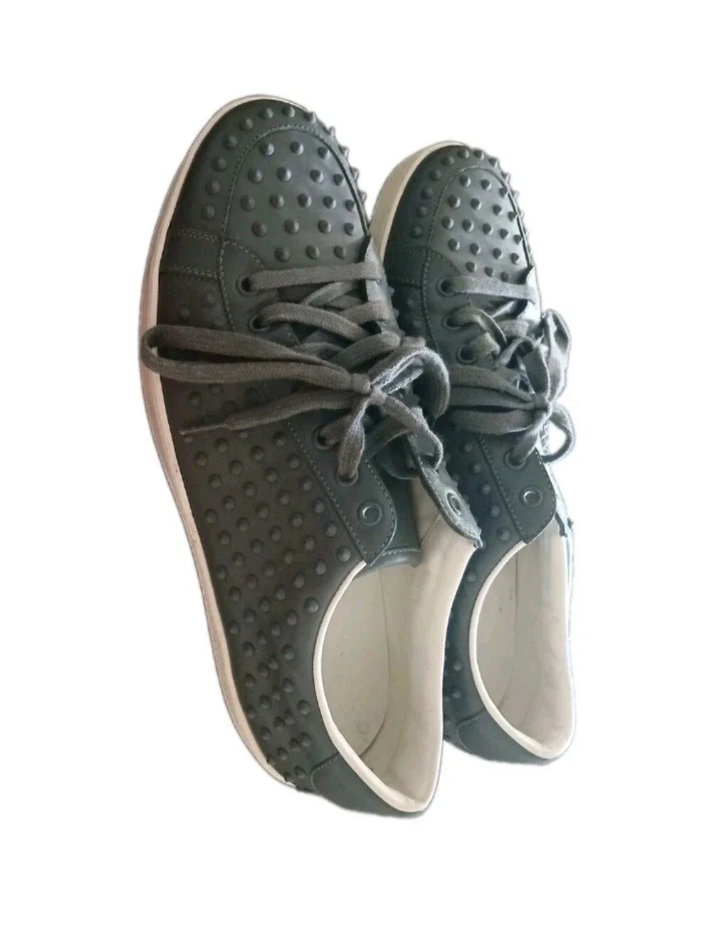 Gucci Men's Gray Spiked Low Top Leather Sneakers Size:10